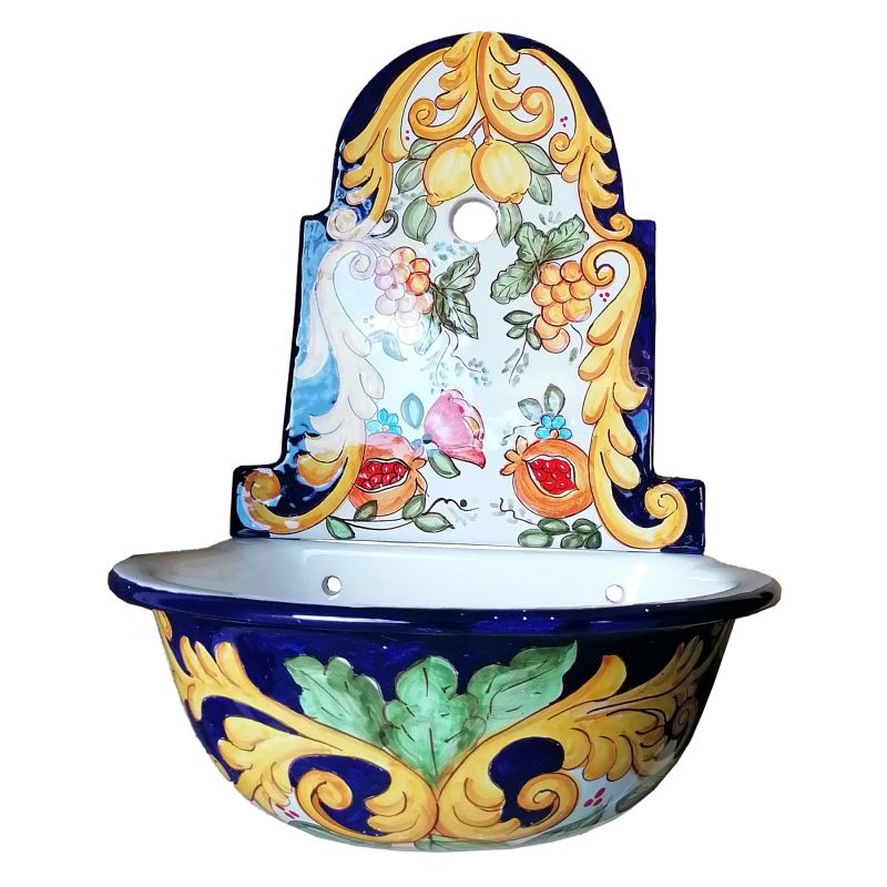 Wall garden fountain with tub. handpainted Vietri ceramic