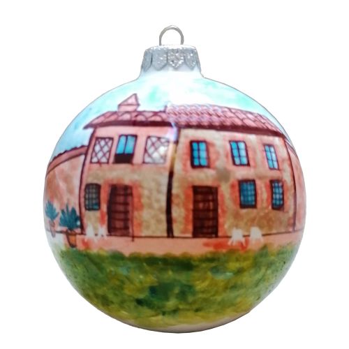 Christmas ball Cottage View. handpainted Vietri ceramic