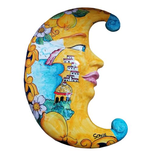 Luna de pared. Cerámica vietri pintada a mano.