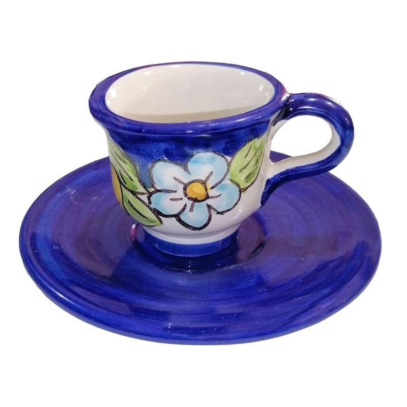 Taza de café con platillo. Línea Flores y...