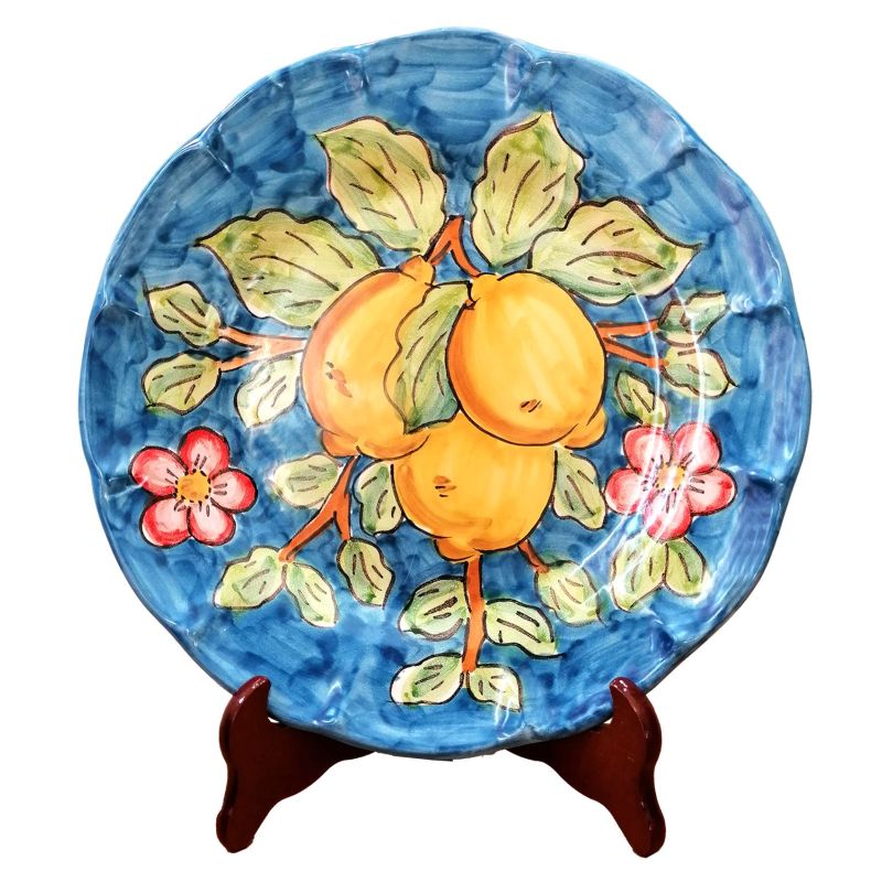 Dish, plate coloured lemons line. handpainted...