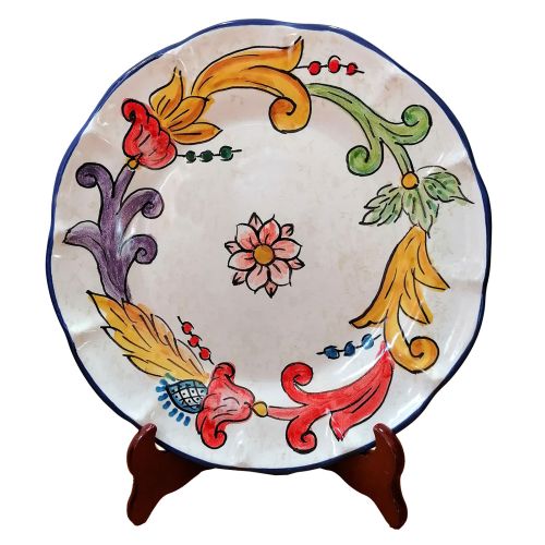 Dish, plate Baroque line. handpainted Vietri ceramic fruit/dessert underplate