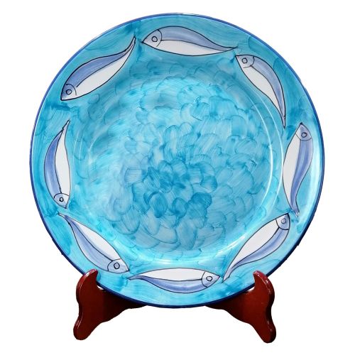 Plato de línea moderno en ceramica vietrese parte inferior, superior, fruta / postre o plato