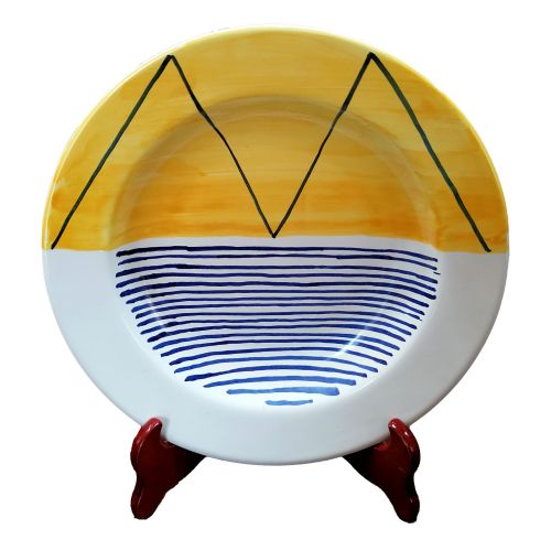 Dish, Plate Modern Line handpainted in Vietri ceramic dinner, fruit/dessert underplate