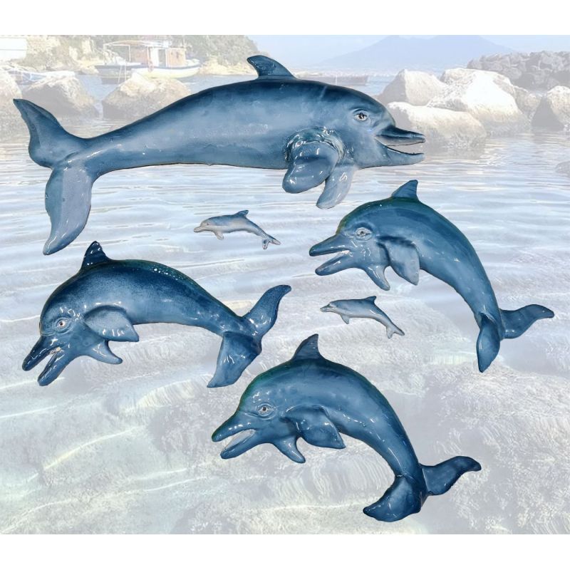Dolphin wall mount handpainted Vietri ceramic