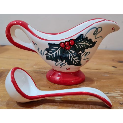 Table sauce pot Christmas line handpainted Vietri ceramic.