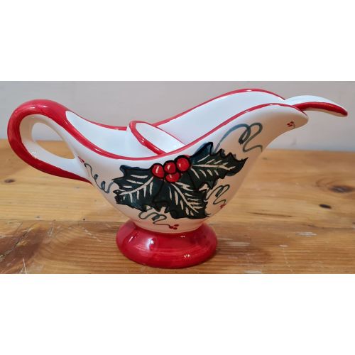 Table sauce pot Christmas line handpainted Vietri ceramic.