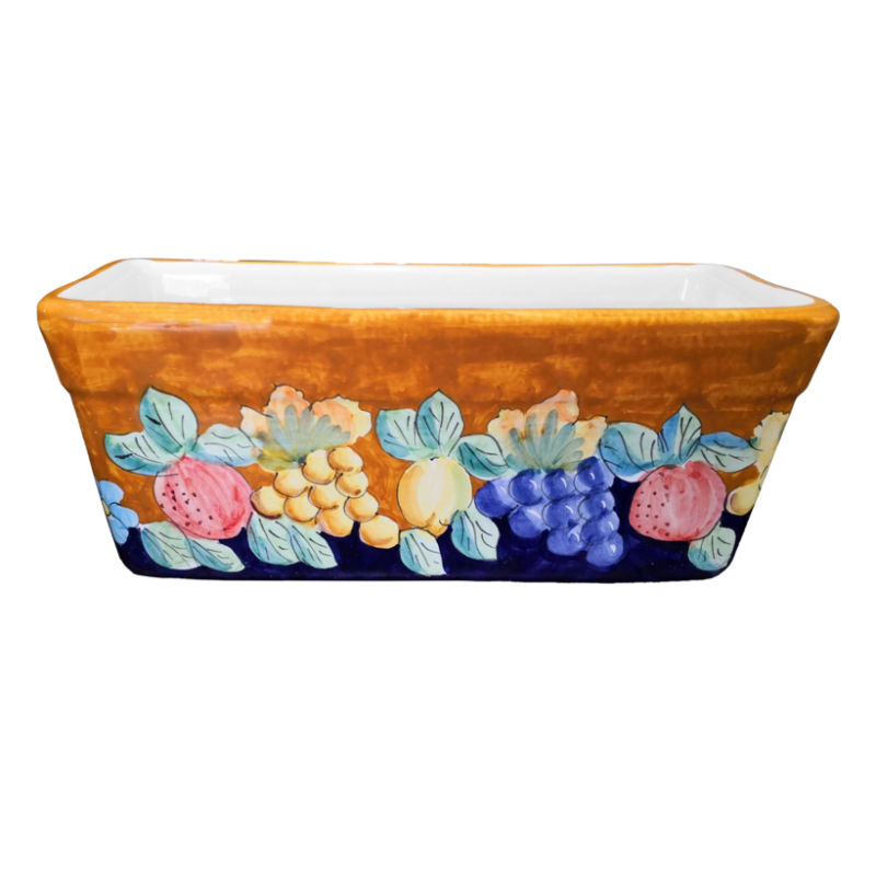 Rectangular Planter. Orange Base with Flowers,...