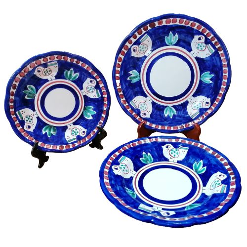 Three plates/dishes Vietri ceramics animals line - Dinner...