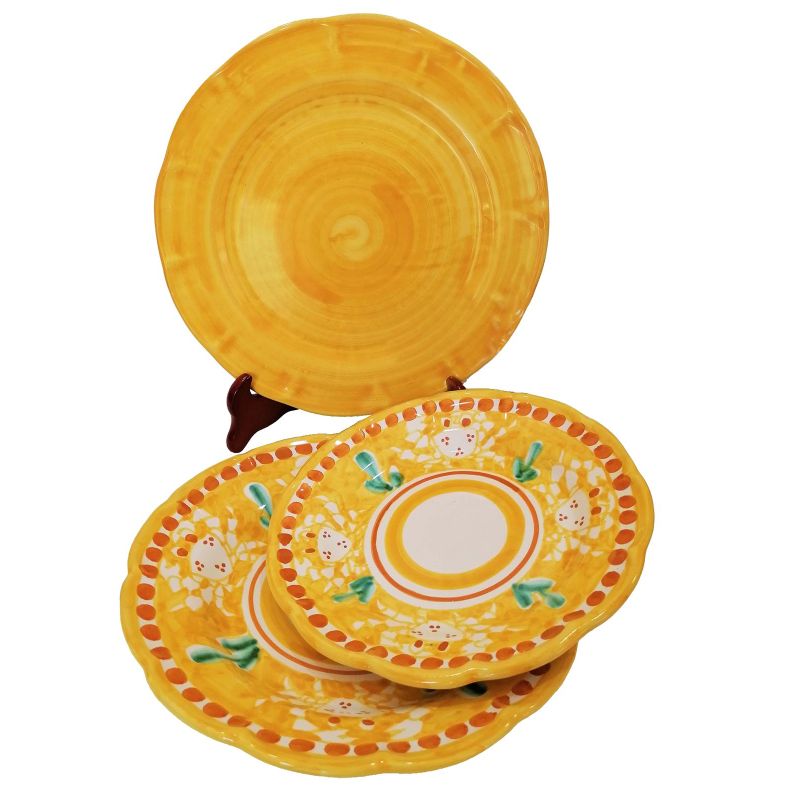Set of three plates from the Animaletti line. Vietri ceramic. Hand-painted. - Flat bottom and fruit.