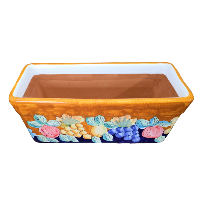 Rectangular Planter. Orange Base with Flowers,...