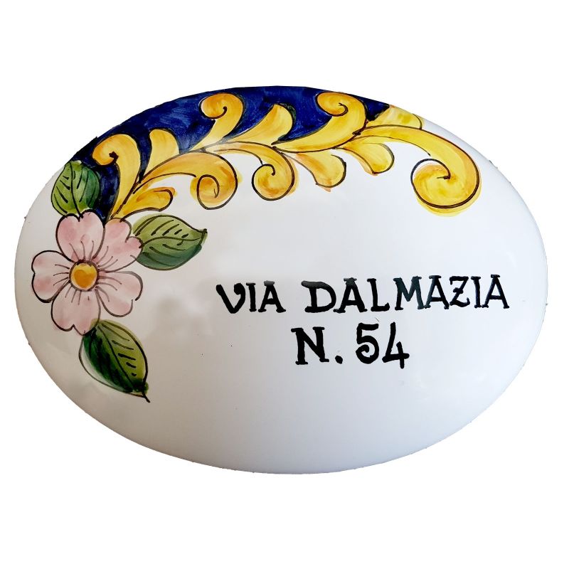 Targa ovale personalizzabile Linea Fiori e...