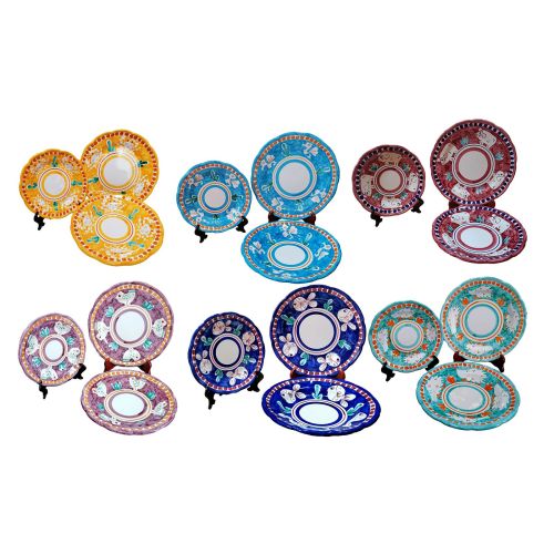 Vietri ceramic animal line service plates, 18 pieces