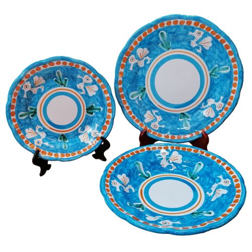 Teller-Set. Kollektion Animaletti. Handbemalte Keramik aus Vietri