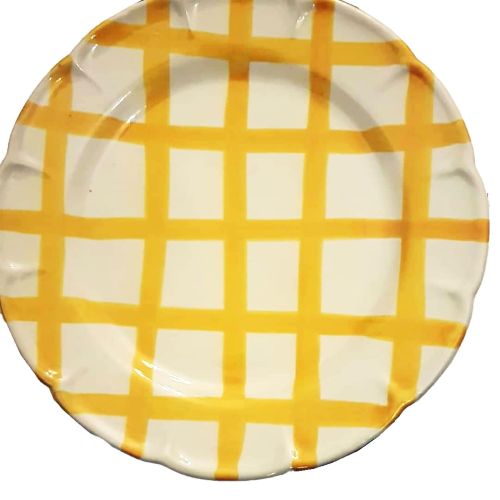 Dish, plate lines line, handpainted in Vietri ceramic dinner, fruit/dessert underplate