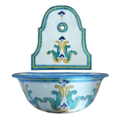Fontaine de jardin. Ligne Florence. Céramique de Vietri, peinte à la main. Élégance artisanale pour votre extérieur.