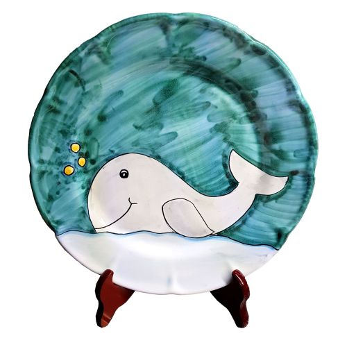Dish, plate Sea line, handpainted in Vietri ceramic dinner, fruit/dessert underplate