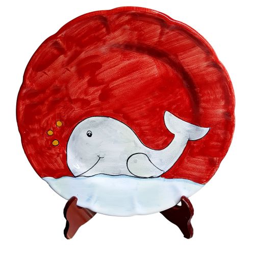 Dish, plate Sea line, handpainted in Vietri ceramic dinner, fruit/dessert underplate