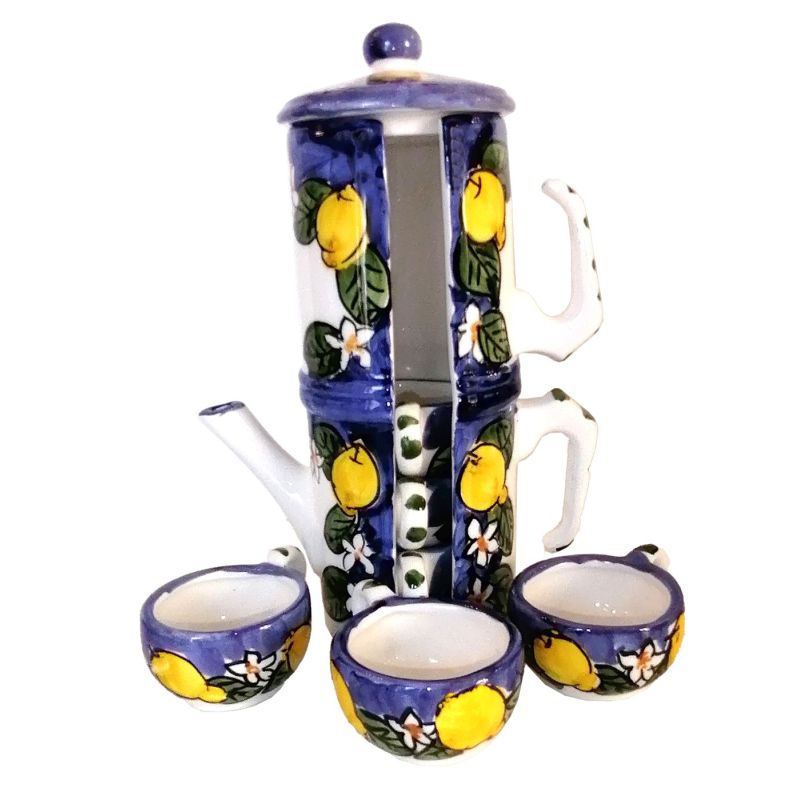 Bomboniera Caffettiera porta tazzine disponibile in tanti colori. Ceramica di Vietri