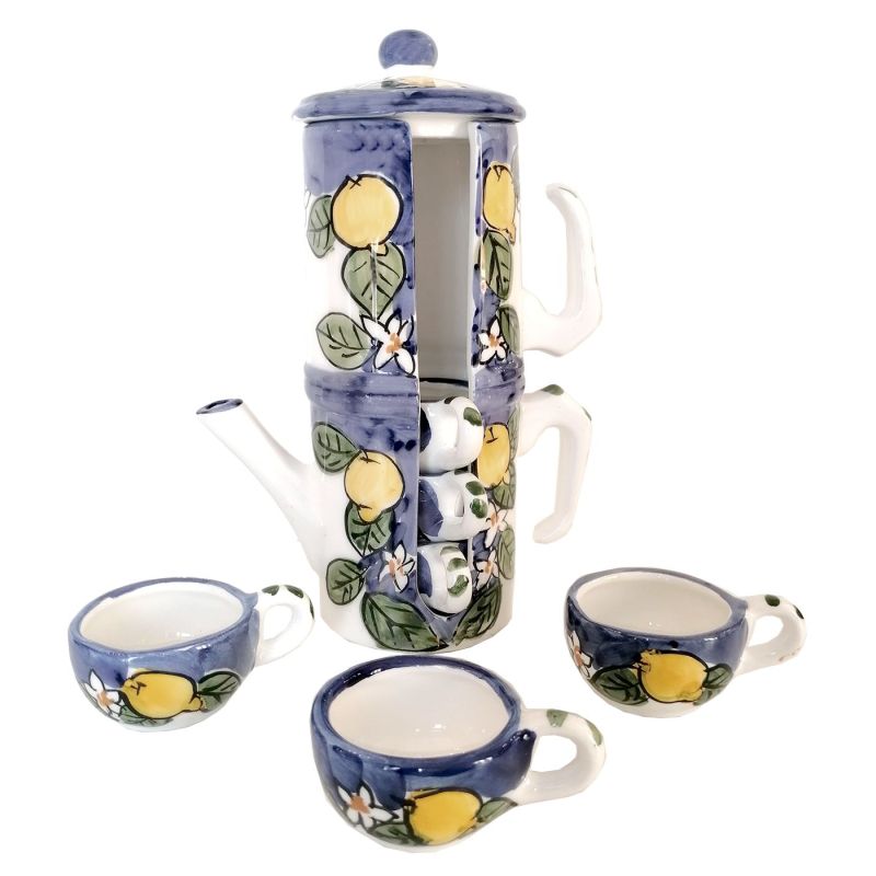 Bomboniera Caffettiera porta tazzine disponibile in tanti colori. Ceramica di Vietri