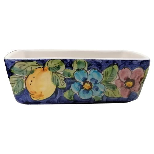 Mini rectangular planter. Vietri ceramic. Hand-painted.