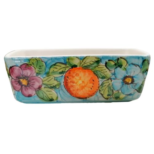 Mini rectangular planter. Vietri ceramic. Hand-painted.