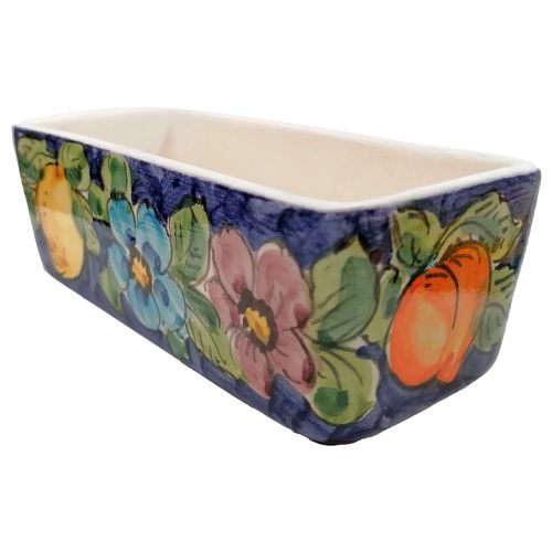 Mini rectangular planter. Vietri ceramic. Hand-painted.