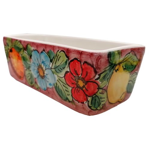 Mini rectangular planter. Vietri ceramic. Hand-painted.