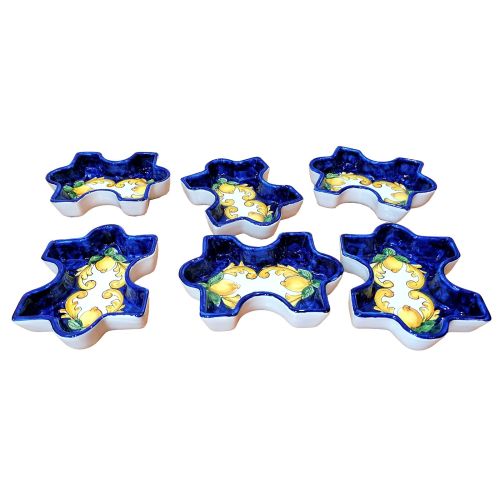 Antipastiera. Cena Fredda. forma puzzle componibili. Ceramica di Vietri. Dipinta a mano