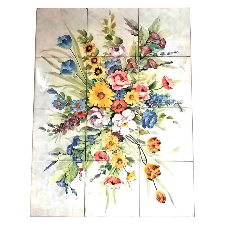 Panneau Mural. Greffes Florales. Céramique de...