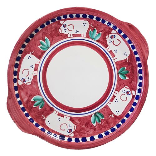 Vassoio tondo linea Animaletti. Ceramica di Vietri dipinta a mano.