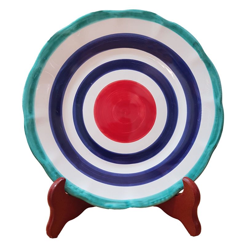 Piatto linea righe colorate, dipinti a mano in ceramica vietrese - disponibili fondi, piani, frutta/dolce o sottopiatti