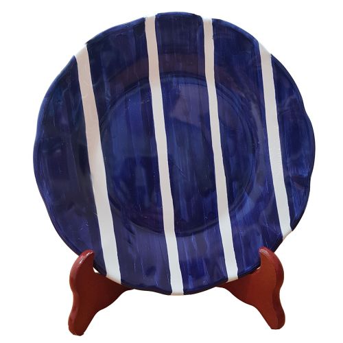 Placa de línea a rayas pintada a mano en ceramica vietrese - fondos, tops, fruta/postre o manteles individuales disponibles