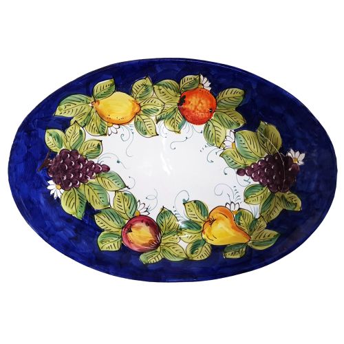 Ovaler Servierteller. Schale. Obst-Linie. Vietri-Keramik. Handbemalt.