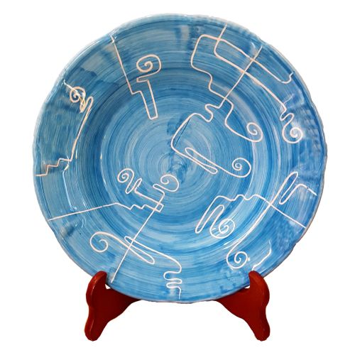 Placa de línea moderna pintada a mano en ceramica vietrese - fondos, tapas, frutas/pasteles o manteles individuales disponibles