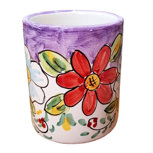 Vaso. Línea Flores. Cerámica de Vietri. Pintado a Mano.