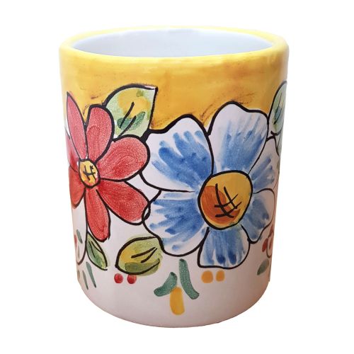 Vaso. Línea Flores. Cerámica de Vietri. Pintado a Mano.