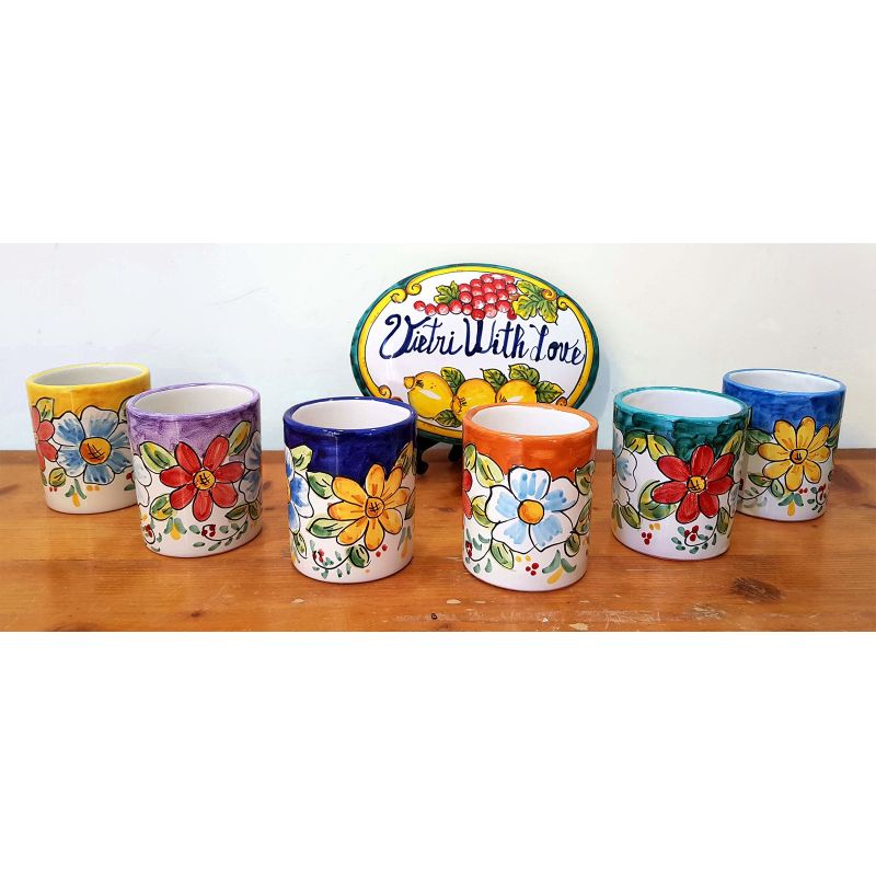Verre. Ligne Fleurs. Céramique de Vietri. Peint...