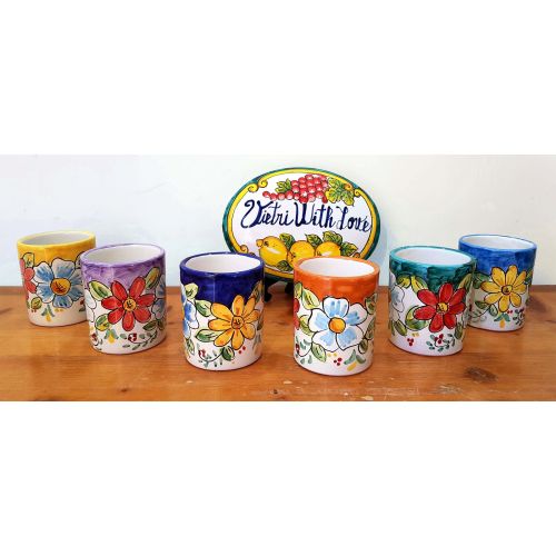 Vaso. Línea Flores. Cerámica de Vietri. Pintado a Mano.