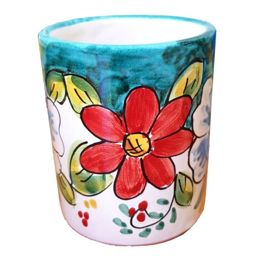 Verre. Ligne Fleurs. Céramique de Vietri. Peint à la Main.