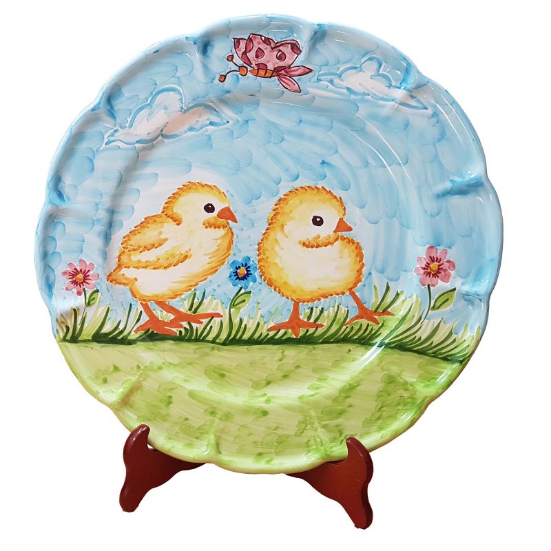 Piatto linea Pasqua Pasquale dipinto a mano in ceramica vietrese