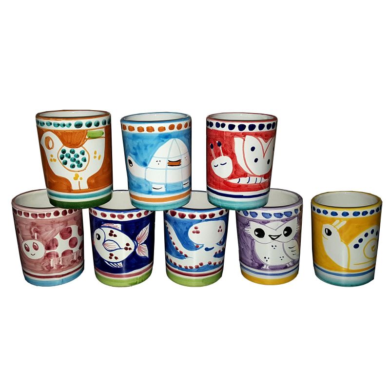 Bicchiere linea animaletti, dipinti a mano in...