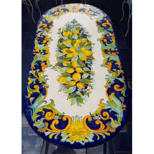 Keramisierter Lavasteintisch. Handbemaltes Ravello....