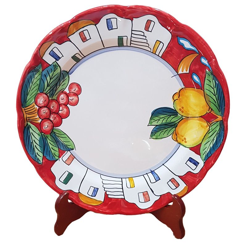 Dish, Plate Houses and Lemons  line choose your pattern, handpainted in Vietri ceramic dinner, fruit/dessert underplate