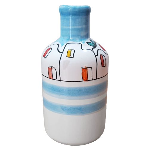 Oil bottle customizable, houses line. handpainted Vietri... 2