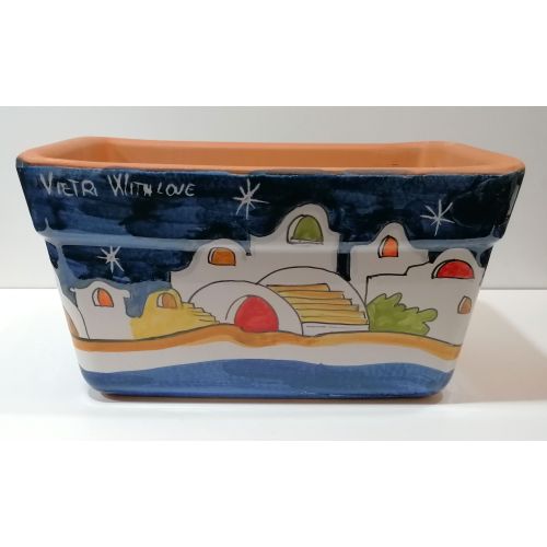 Jardinera rectangular. Línea Casette. Cerámica de Vietri. Pintada a mano.