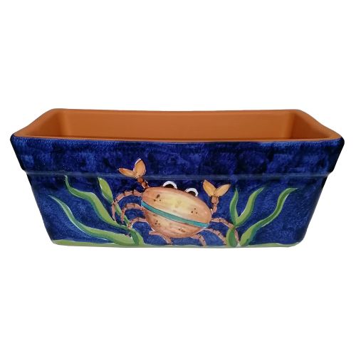 Jardinera rectangular. Línea Mar. Cerámica de Vietri. Pintada a mano.