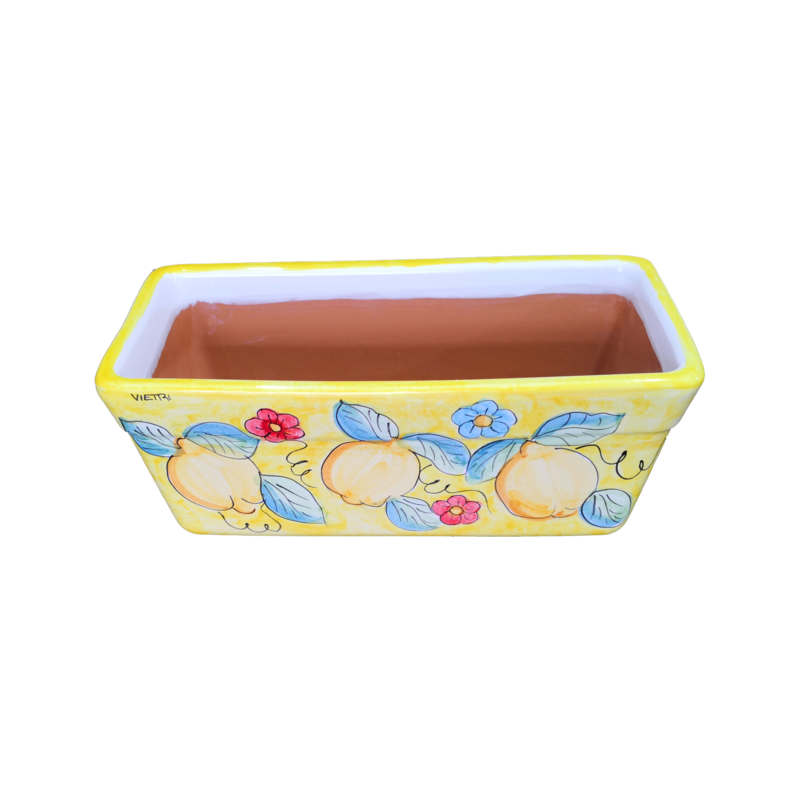 Rectangular Planter. Yellow Base with Lemons....