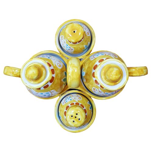 Oil vinegar salt and Pepper Set Animal line. handpainted Vietri ceramic