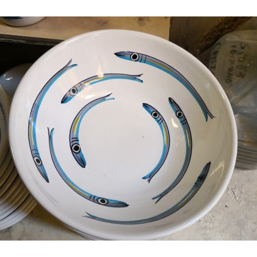 Irregular Bowl Sardines line. handpainted Vietri ceramic